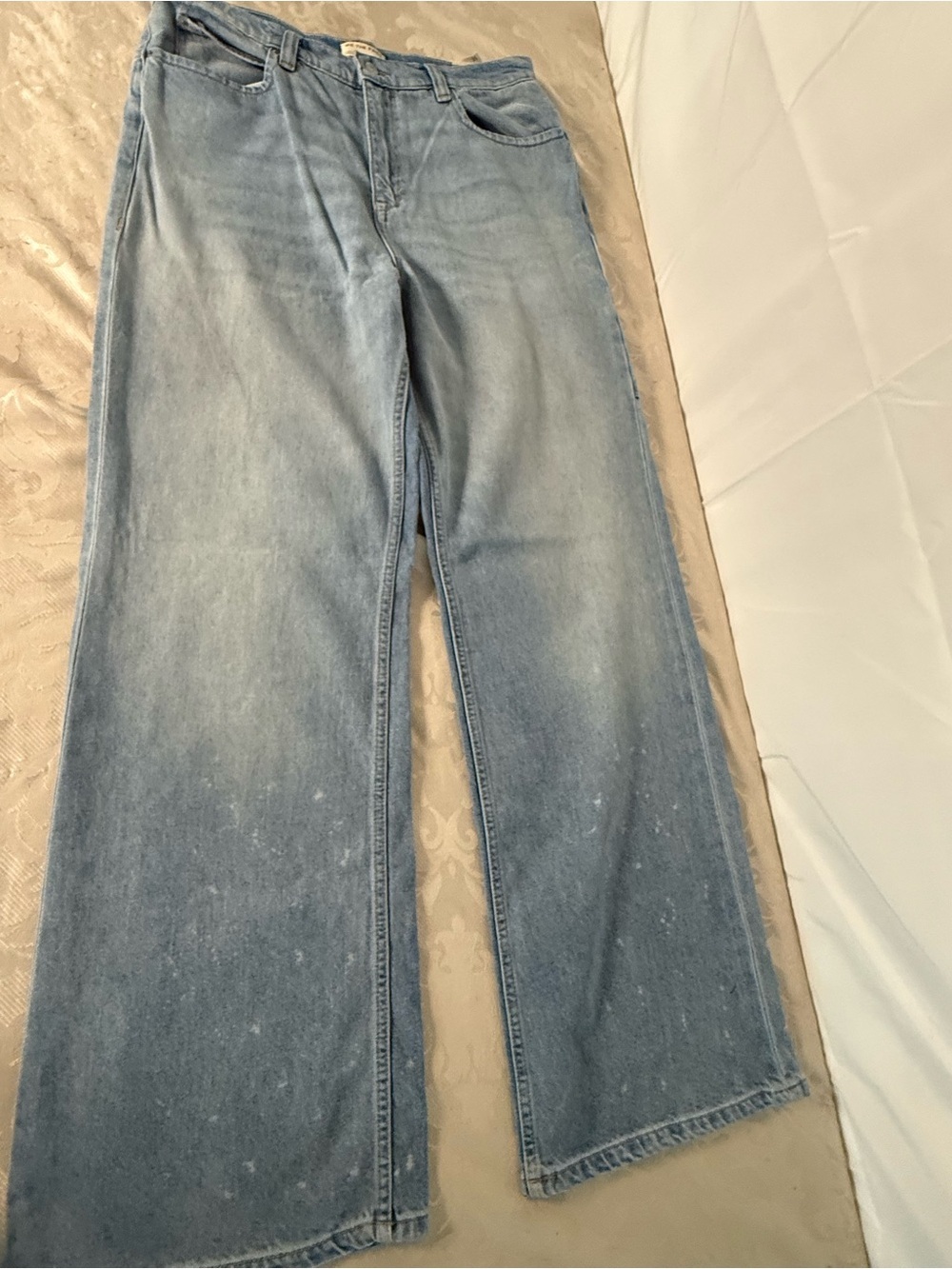 Free People We The Free Tinsley Baggy High Rise Jeans Bright Eyes 31 NWT 34 Long - Picture 10 of 14